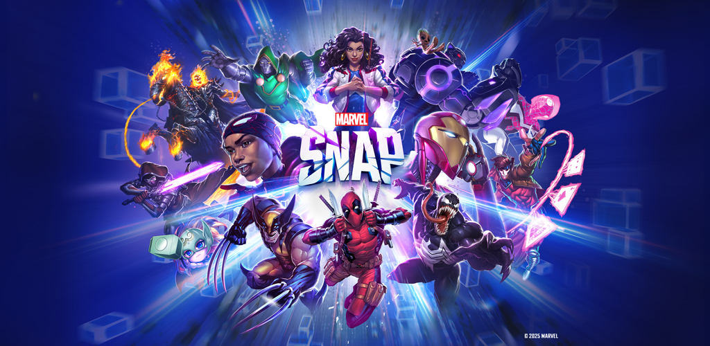 Marvel Snap key art showing a line-up of Marvel characters